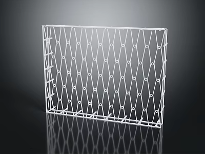 White Decorative Fence With Diamond Grid Pattern And Metal Frame Structure 3d model