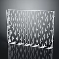 White Decorative Fence With Diamond Grid Pattern And Metal Frame Structure 3d model