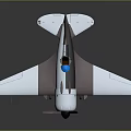 Vintage White And Purple Passenger Airplane Model With Propeller Wings Cockpit And Dark Background Reflection