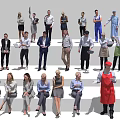 Modern European and American character multiplayer combination 3d model