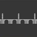 Stone Bridge Structure Design With Arches Blue Tiles Deck And Brown Railings