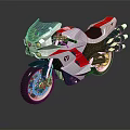 Sleek Modern Sport Motorcycle With Silver Red White Bodywork And Exhaust Pipes