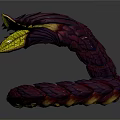 3D Model of Snake with Purple Scaled Body and Yellow Head Design