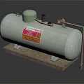 Light Green Gas Cylinder With Green Cap Pipes Valves And Pink Orange Label On Base