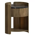 Modern Bedside Table With Metallic Frame Marble Top And Open Shelf 3d model