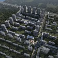 Aerial View Residential Planning With High Rise Buildings Green Spaces And Roads