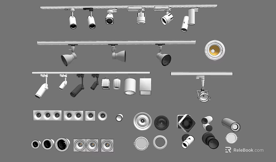 Various Downlights and Spotlights with Modern Styles for Home Interior Lighting 3d model 