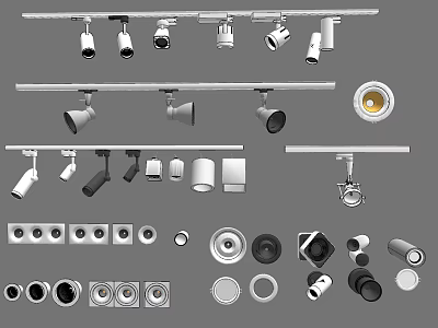 Various Downlights and Spotlights with Modern Styles for Home Interior Lighting 3d model
