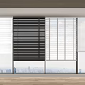 Different Window Blind Styles in Modern Interior with City Skyline View 3d model
