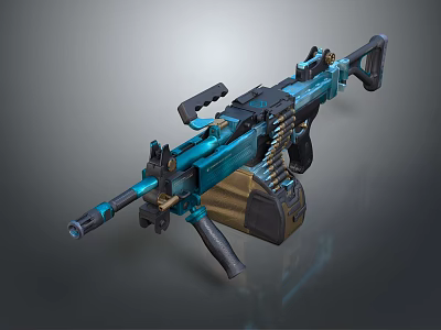 Modern Tactical Blue Black Rifle With Metal Magazine And Components 3d model