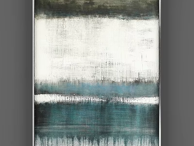 Modern Framed Abstract Painting With Blue White Gray Tones For Wall Decor 3d model