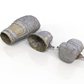 Industrial Metal Cylindrical Equipment With Three Different Sizes And Worn Surfaces