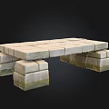 Rustic Stone Bench Design Featuring Stacked Slabs And Block Supports 3d model