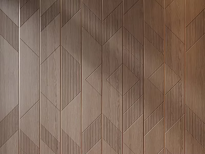 Modern Wooden Wall Panels With Geometric Pattern Textured Surface And Natural Wood Tone 3d model