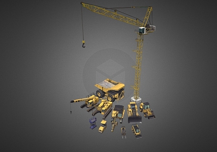 Tower crane excavator industrial equipment 3d model