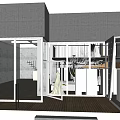 Stylish Bridal Shop Interior With Hanging Wedding Dresses And Display Platform Design