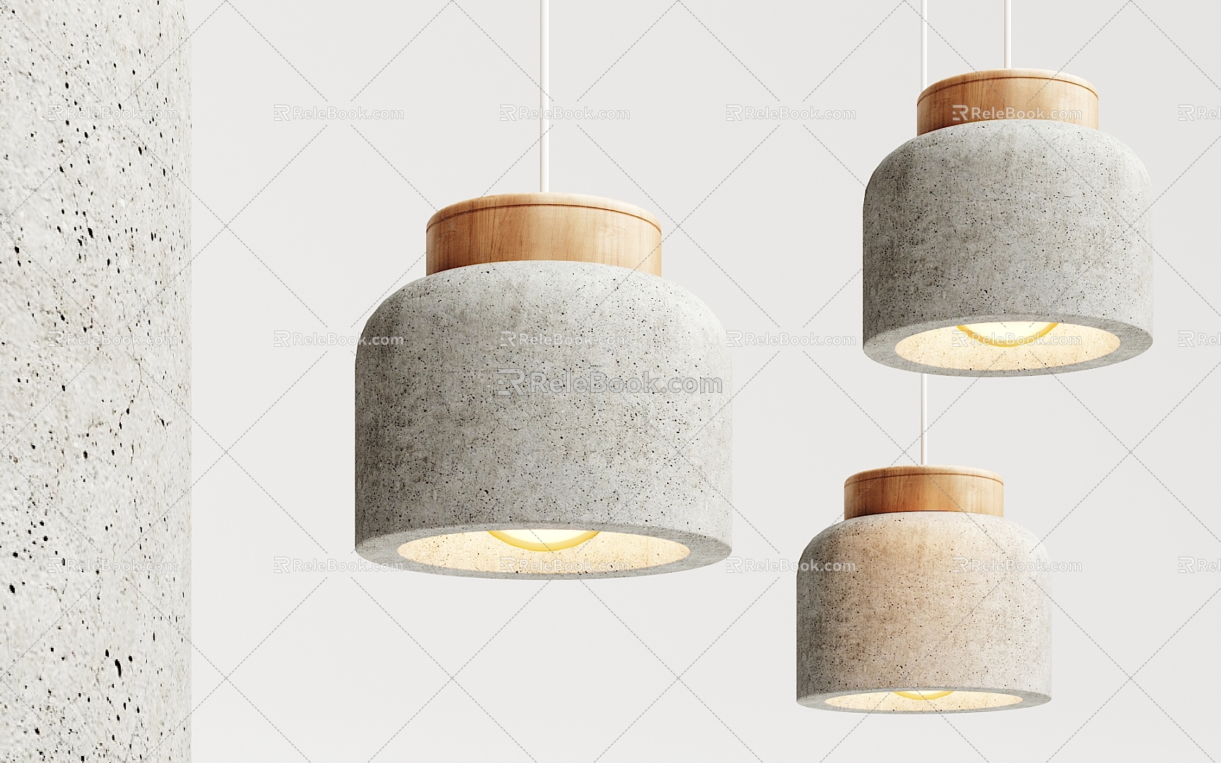 Nordic chandelier solid wood cement chandelier 3d model