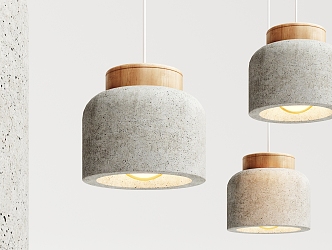 Nordic chandelier solid wood cement chandelier 3d model