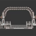 Intricate Architectural Model With Arch Structure Steps Railings And Decorative Details