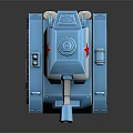 Blue Military Tank with Red Star Turret and Tracks in 3D Model Design