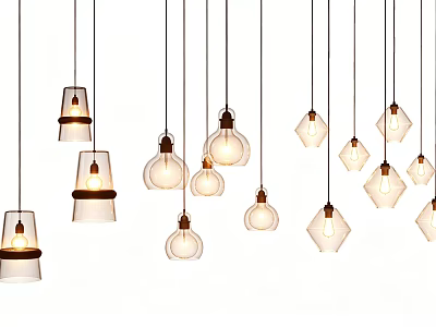 Modern Ceiling Lights with Unique Glass Shades and Various Geometric Designs for Home Interior 3d model