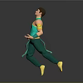 Man In Turquoise Sleeveless Top Yellow Armbands Belt Green Sash And Green Pants Dynamic Pose