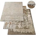 Distressed Vintage Square Rugs With Textured Neutral Patterns And Rustic Design Style 3d model