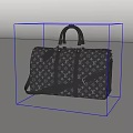 Black Duffel Bag With White Monogram Pattern Leather Handles And Adjustable Strap 3d model