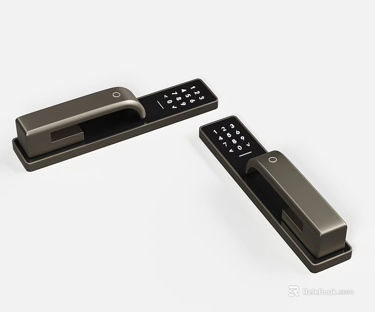 Smart Door Handle With Digital Keypad And Modern Secure Lock Design 3d model 