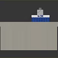 White Cube Shaped Computer Case With Blue Solar Panel And Devices On Top Surface