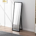 Modern Full Length Mirror With Black Frame Against White Wall