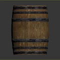 Vintage Wooden Barrel With Metal Hoops And Carved Design For Home Decor