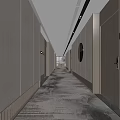 Modern Elevator Corridor With Warm Lighting And Textured Floor 3d model