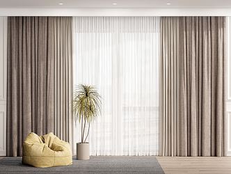 Modern Curtain Fabric Curtain 3d model