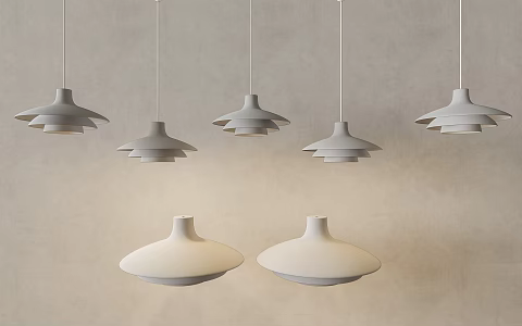 Wind round chandelier art chandelier guest dining room chandelier bedroom chandelier bedside chandelier combination 3d model