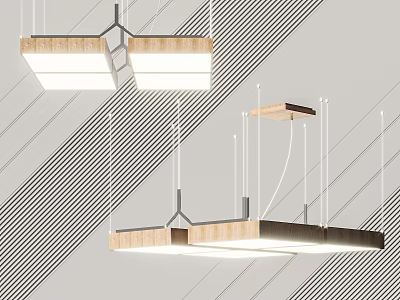Modern Pendant Lights With Wooden Frame And White Illumination For Contemporary Interiors 3d model