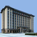 Modern Traditional Hospital Building With Multiple Floors Large Windows And Entrance Plaza