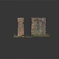 Ancient Weathered Brick Ruins With Moss Covered Stone Blocks And Archway