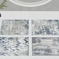 Modern Square Area Rugs With Abstract Patterns Blue Gray White Tones For Contemporary Interior Decor