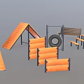 Wooden Playground Equipment With Ramps Benches Tires And Steps For Kids