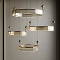 Elegant Modern Chandeliers With Gold Frame Circular Design And Transparent Elements