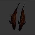 Two Copper Fish Sculptures With Intricate Scales And Shiny Decorative Finish