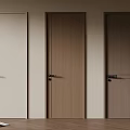 Modern Minimalist Hinged Doors in Various Wood Tones with Metal Handles 3d model