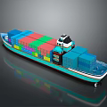 3D Rendered Container Ship With Colorful Containers And Blue Hull