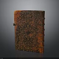Ancient Leather Book With Red Black Patterns Intricate Carved Designs And Metal Clasps On Spine
