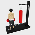 Funny Sport Boxing Doll With Red Gloves Punching Bag Black Hat And Gold Necklace