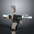 Futuristic Metallic Weapon Featuring Detailed Scope Green Display Screen And Modern Components