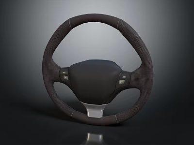 Modern Automotive Steering Wheel With Stitched Leather Grip And Control Buttons 3d model