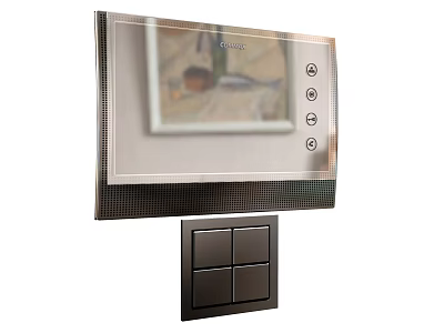 Modern Sleek Black Wall Mounted Switch Panel With Square Buttons Design 3d model