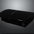 Sleek Black PlayStation Gaming Console With Front Ports And Green Indicator Light